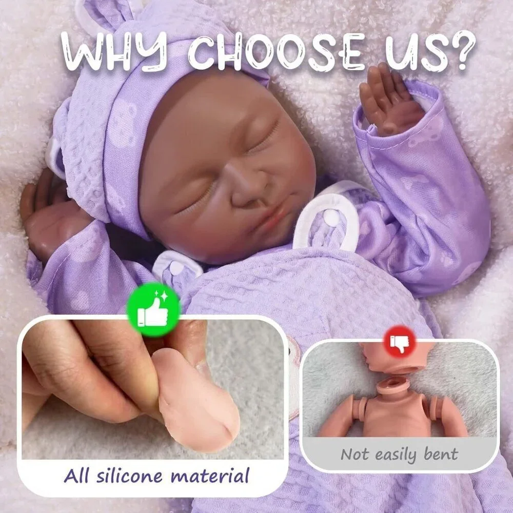 20in Full Silicone Reborn  Angela-brown Baby Girl Dolls Lifelike 8.61LB Weight